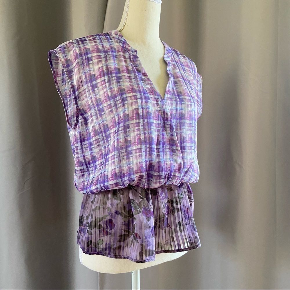 CAbi Eva Astor Purple Floral Peplum Blouse S - Picture 5 of 12